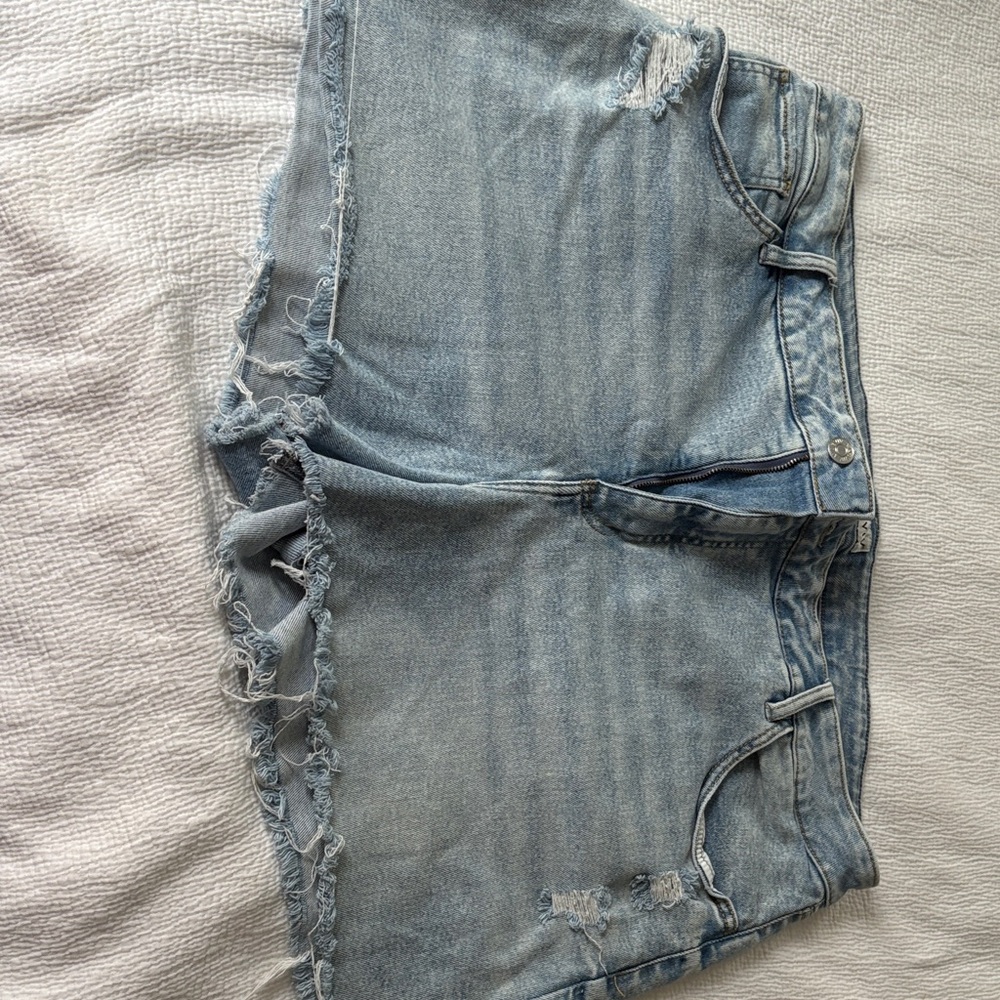 Ava & Viv Light Blue Distressed Jean Shorts
